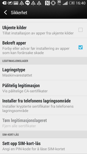 For å bytte PIN-koden til SIM-kortet, velg Sett opp SIM-kort-lås