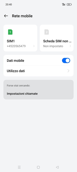 Seleziona SIM1 o SIM2