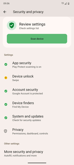 To change the PIN for the SIM card, go to the Security and privacy menu and  select More security and privacy
