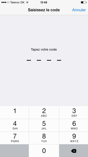 Saisissez votre mot de passe pour le verrouillage du téléphone s'il est déjàactivé sur celui-ci