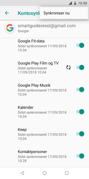 Vælg Synkroniser nu