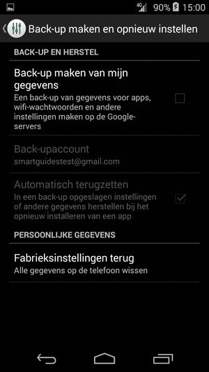 Vink het selectievakje Back-up maken van mijn gegevens aan