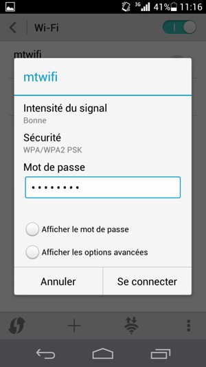 Saisissez le mot de passe du Wi-Fi et sélectionnez Se connecter