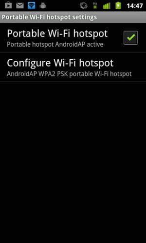 Check the Portable Wi-Fi hotspot checkbox