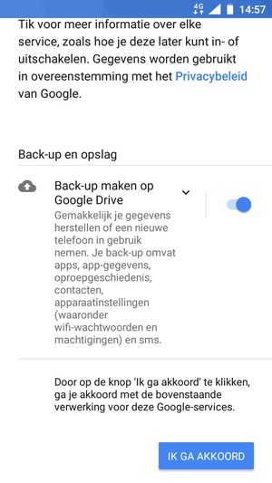 Selecteer IK GA AKKOORD