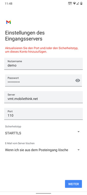 Wählen Sie Sicherheitstyp