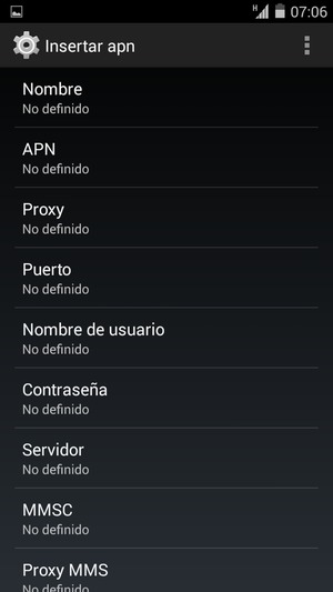 Introduzca la información de Internet