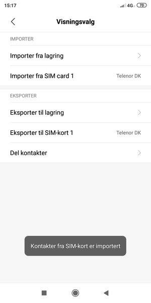 Kontaktene dine blir lagret på din Google-konto og lagret på telefonen din neste gang Google synkroniseres.
