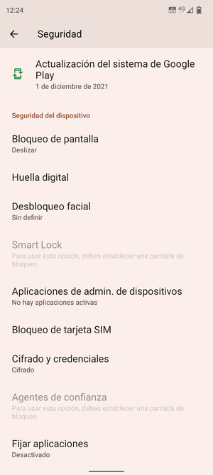 Para cambiar el PIN de la tarjeta SIM, desplácese y seleccione Bloqueo de tarjeta SIM