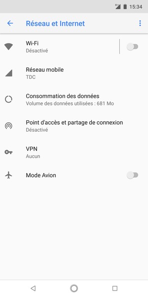 Sélectionnez Point d'accès et partage de connexion