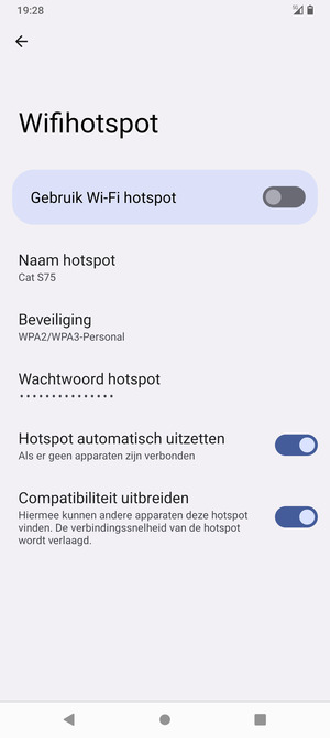 Selecteer Wachtwoord hotspot