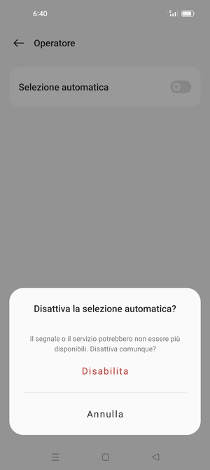 Seleziona Disabilita