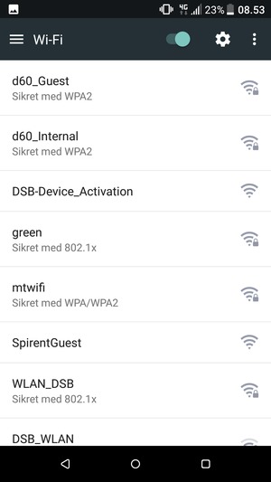 Vælg det trådløse netværk, du ønsker at oprette forbindelse til