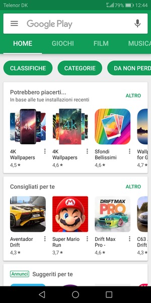 Seleziona la barra di ricerca