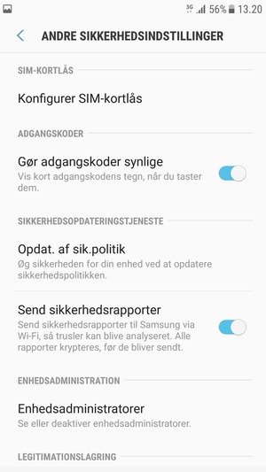 Vælg Konfigurer SIM-kortlås