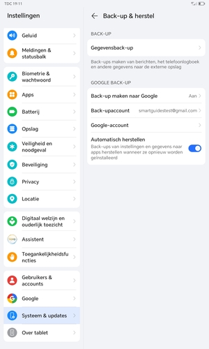 Selecteer Back-upaccount