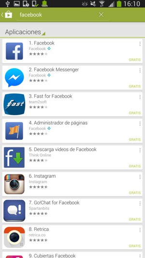 Seleccione la aplicación