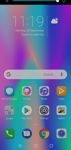 Slide down the top menu