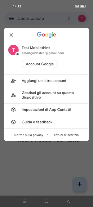 Seleziona Impostazioni di App Contatti