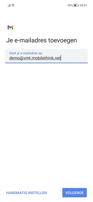 Voer uw e-mailadres in en selecteer VOLGENDE