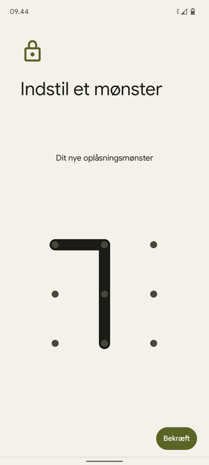 Tegn oplåsningsmønsteret igen og vælg Bekræft