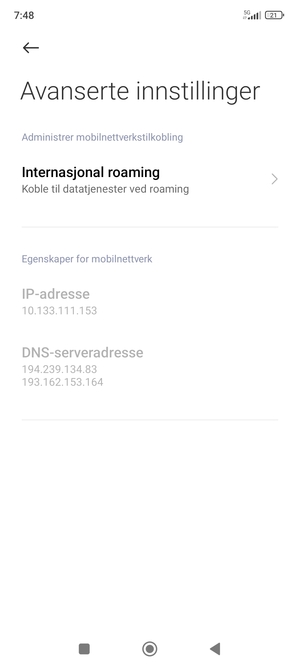 Velg Internasjonal roaming