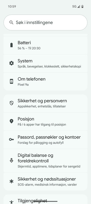 Bla til og velg Posisjon