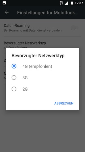 Wählen Sie die gewünschte Option