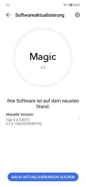 Falls Ihr Handy aktualisiert ist, wird Ihnen der folgende Bildschirm angezeigt