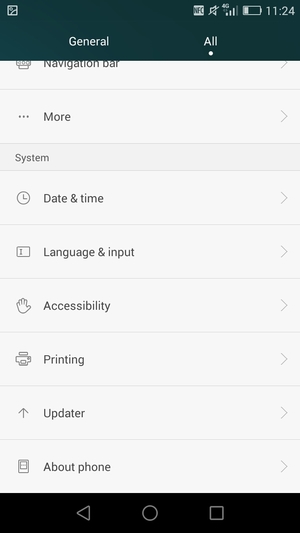 Scroll to and select Updater