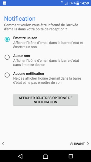 Sélectionnez votre option préférée et sélectionnez SUIVANT