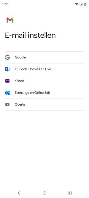 Selecteer Exchange en Office 365