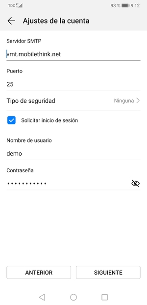 Introduzca la dirección de servidor saliente