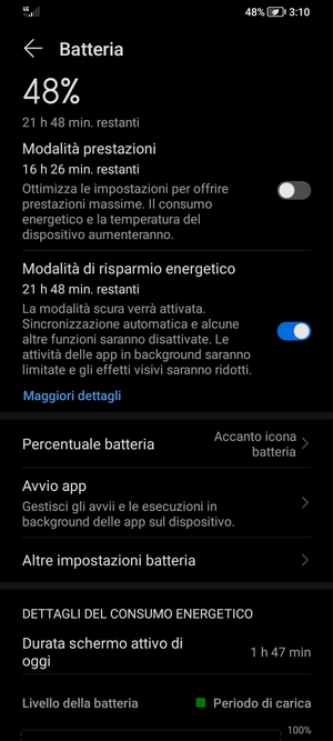 Attiva Modalità di risparmio energetico