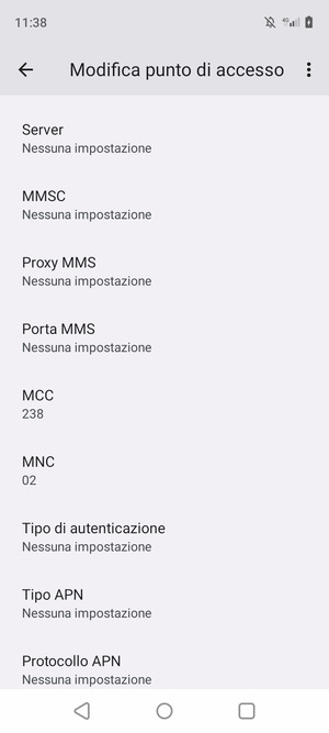 Scorri verso il basso e inserisci le informazioni degli MMS