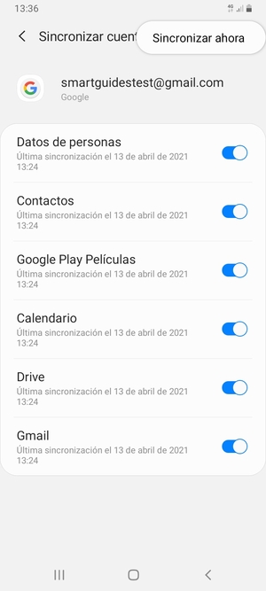 Seleccione Sincronizar ahora