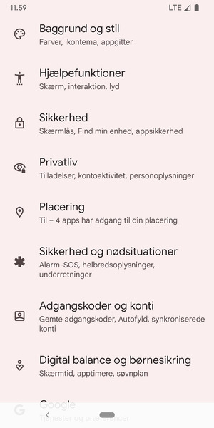 Scroll til og vælg Placering