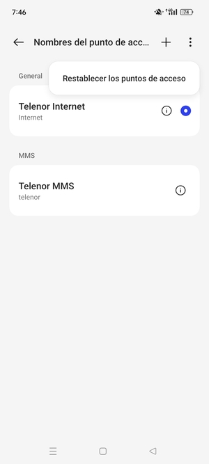 Seleccione Restablecer los puntos de acceso