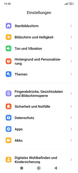 Scrollen Sie und wählen Sie Fingerabdrücke, Gesichtsdaten und Bildschirmsperre