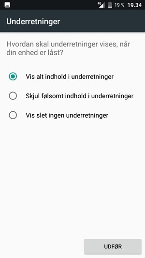 Vælg din foretrukne mulighed og vælg UDFØR
