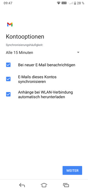 Wählen Sie WEITER
