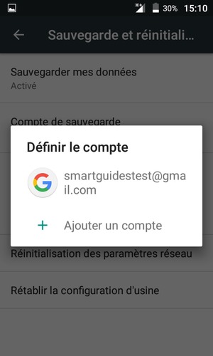 Sélectionnez votre compte de sauvegarde