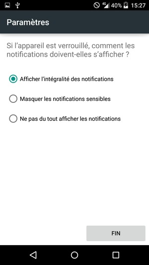 Sélectionnez votre option préférée et sélectionnez FIN