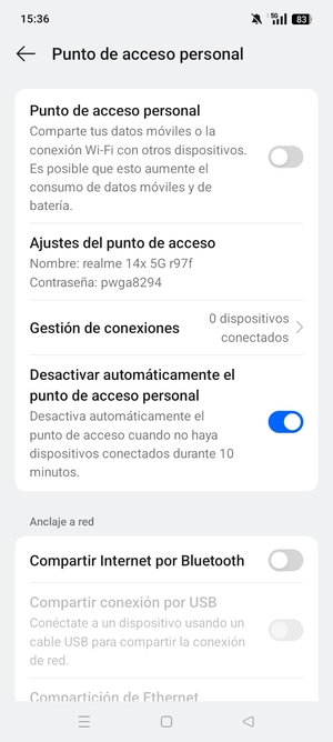 Seleccione Ajustes del punto de acceso
