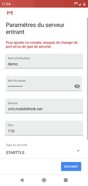 Sélectionnez Type de sécurité