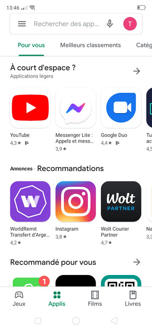 Sélectionnez la barre de Recherche