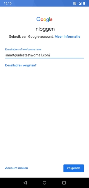 Voer uw Gmail adres in en selecteer Volgende