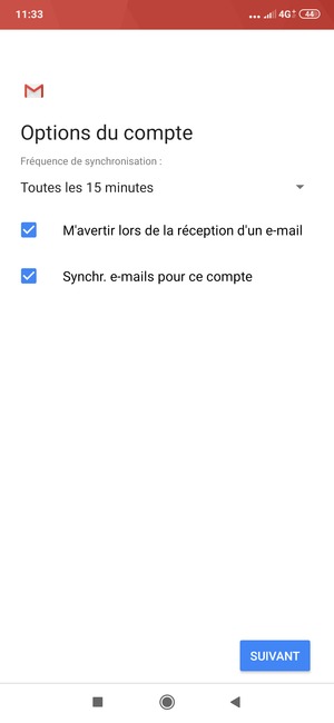 Sélectionnez SUIVANT
