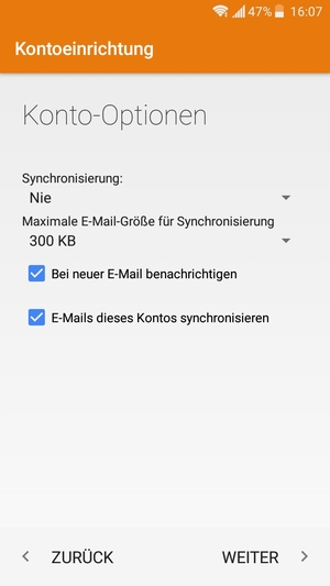 Wählen Sie WEITER