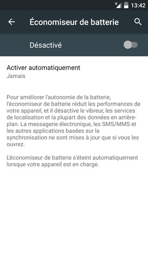 Activer le Économiseur de batterie
